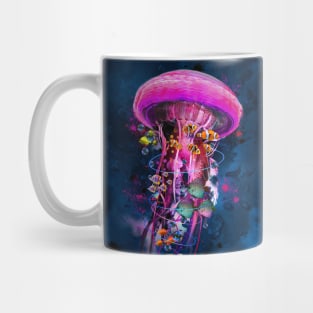 Pink Electric Jellyfish World Mug